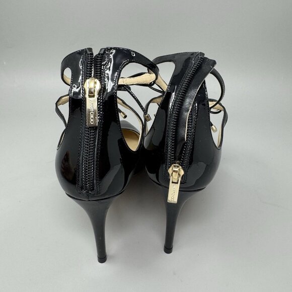 Jimmy Choo Vintage Black Sage 85 Bow Pump Pointed Toe Leather Sz EU 38 US 7 - Picture 7 of 11